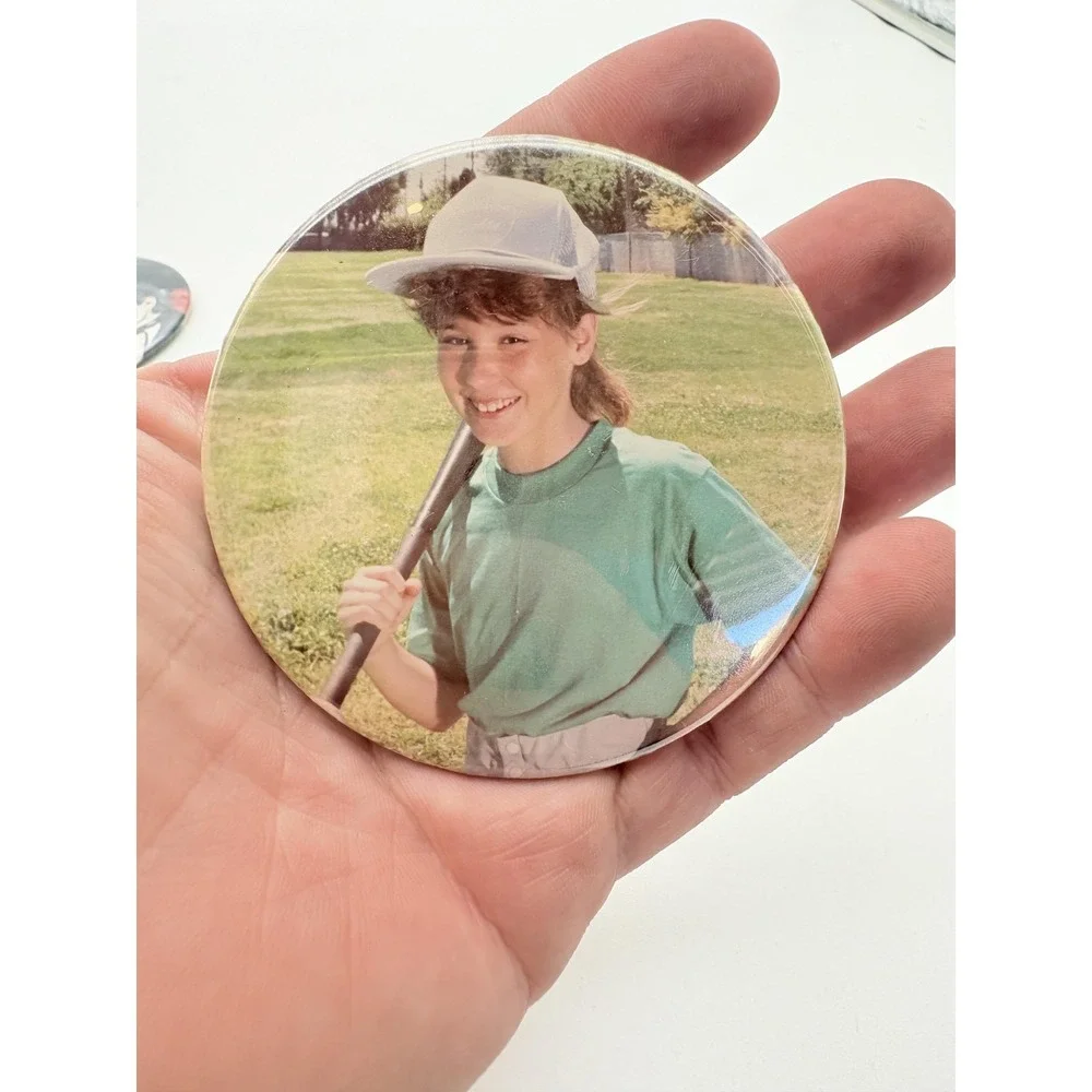 Vintage Souvenir Photo Pocket Mirrors Lot 4 Baseball Softball Kids‎ Portraits